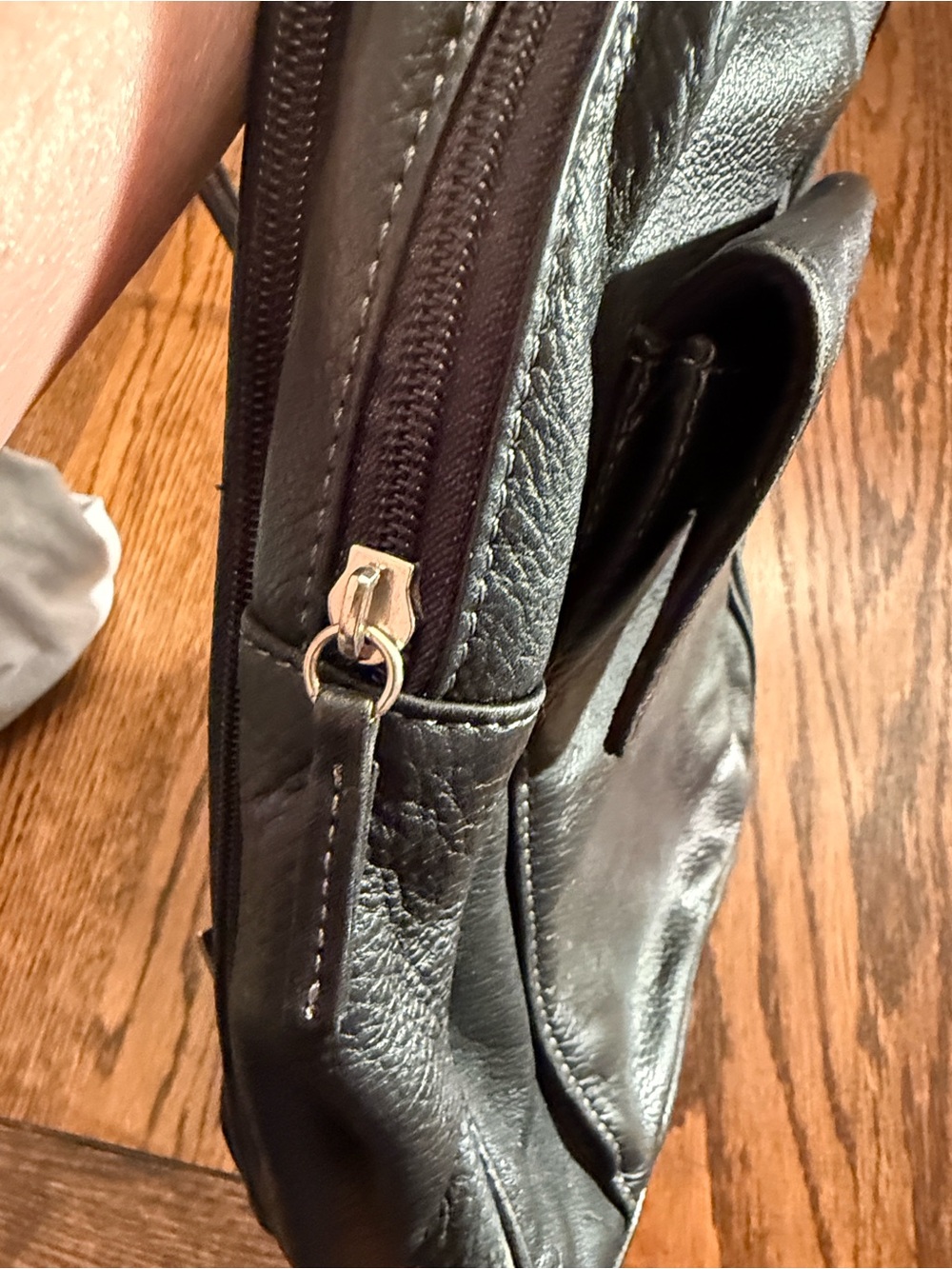 Tignanello Black Pebbled Leather Backpack Purse Small Travel Daypack Organizer - Picture 7 of 16